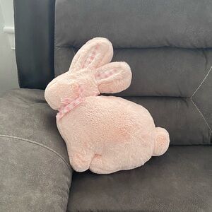 Cupcakes & Cashmere Easter Bunny Pink Faux Fur Gingham Plush Pillow NWOT
